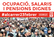 La UGT i CCOO de Catalunya conovquen demà una assemblea de delegats a Barcelona per exigir ocupació, salaris i pensions dignes