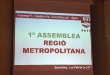 1ª Asamblea de la Región Metropolitana de UGT FICA Catalunya