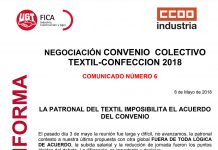 La patronal del textil imposibilita el acuerdo del convenio