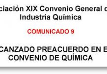 Preacuerdo Negociación XIX Convenio General de la Industria Química – COMUNICADO 9