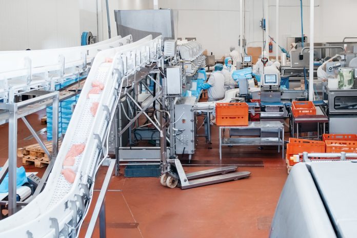 Meat,Processing,Plant.people,Working,At,A,Chicken,Factory.automated,Production,Line