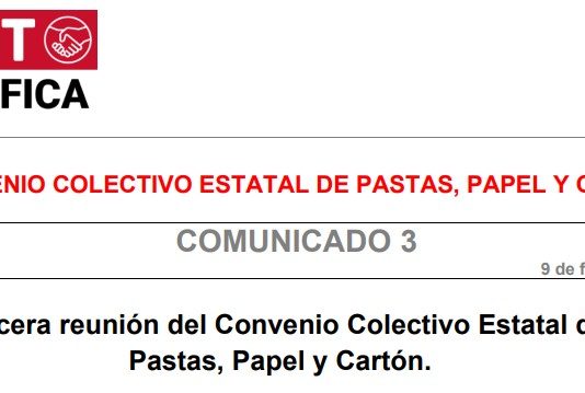 Tercera reunión del Convenio Colectivo Estatal de Pastas, Papel y Cartón.