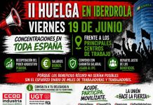 Los trabajadores/as de Iberdrola irán a la huelga el próximo día 19 de junio