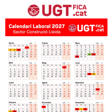 Aprovat el calendari laboral 2027 sector de la Construcció de les Terres de Lleida